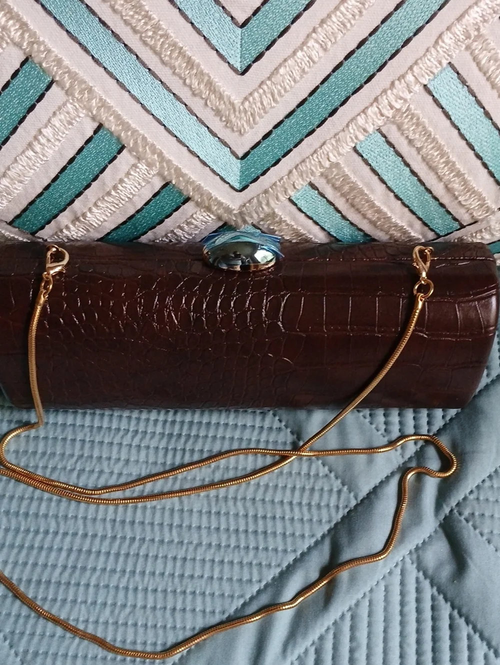 Brown Embossed Clutch!